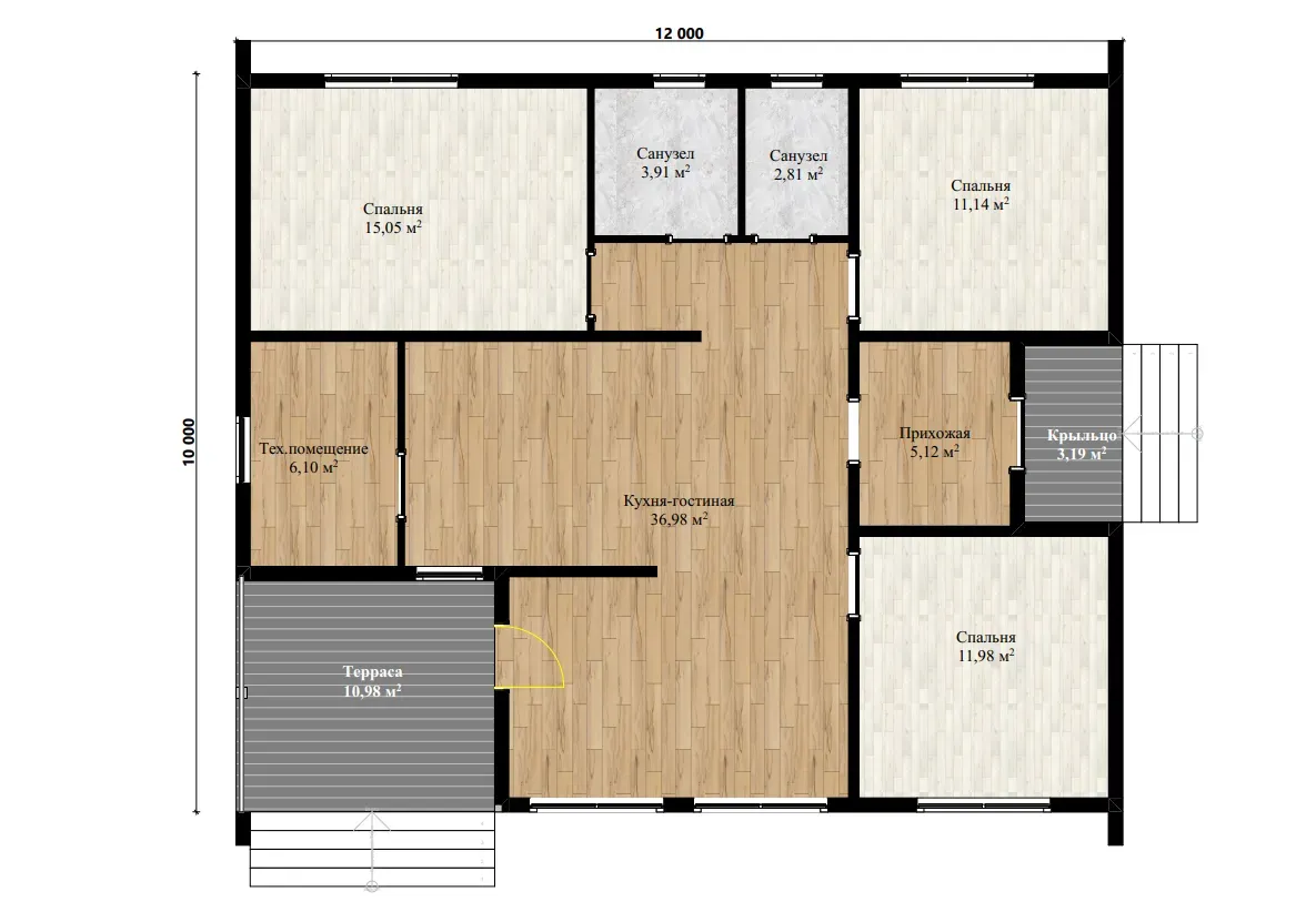 План дома каркасный дом «ИС-102 Вестерн» 120 м²